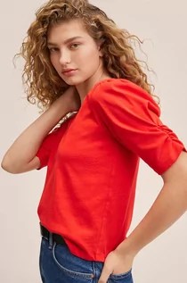Koszulki i topy damskie - Mango t-shirt bawełniany Danae kolor czerwony - grafika 1