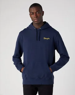 WRANGLER LOGO HOODIE MĘSKA BLUZA Z KAPTUREM NIEROZPINALNA NAVY BLUE W654I4114 - Wrangler - Bluzy męskie - miniaturka - grafika 1