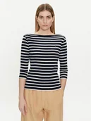 Bluzki damskie - Tommy Hilfiger Bluzka New Cody WW0WW40589 Granatowy Slim Fit - miniaturka - grafika 1