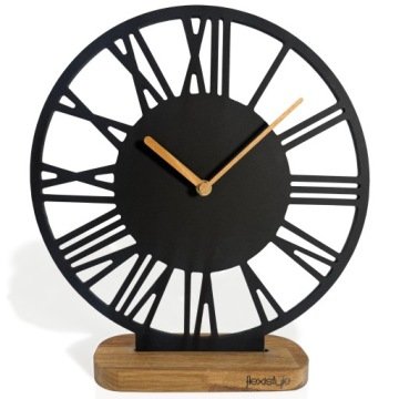Zegar stojący dębowy drewniany Romanian 30cm do salonu na półkę