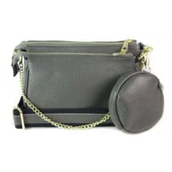 Torebki damskie - Listonoszka ,przewieszka 3w1 ,Vera Pelle ,złote okucia ,szeroki pasek , A5 Szara VP791G - miniaturka - grafika 1