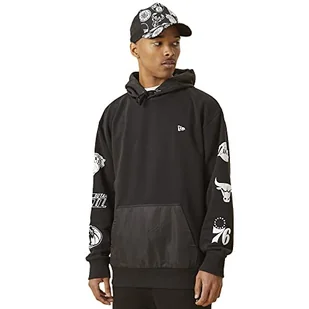 New Era Distressed Sleeve Print Hoody Nbamul Blk Bluza Męska - Bluzy męskie - miniaturka - grafika 1