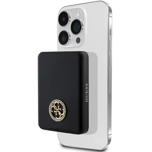 Guess Powerbank indukcyjny 5W GUPBM3AL4DMK 3000mAh czarny/black MagSafe 4G Strassed Metal Logo - Powerbanki - miniaturka - grafika 7