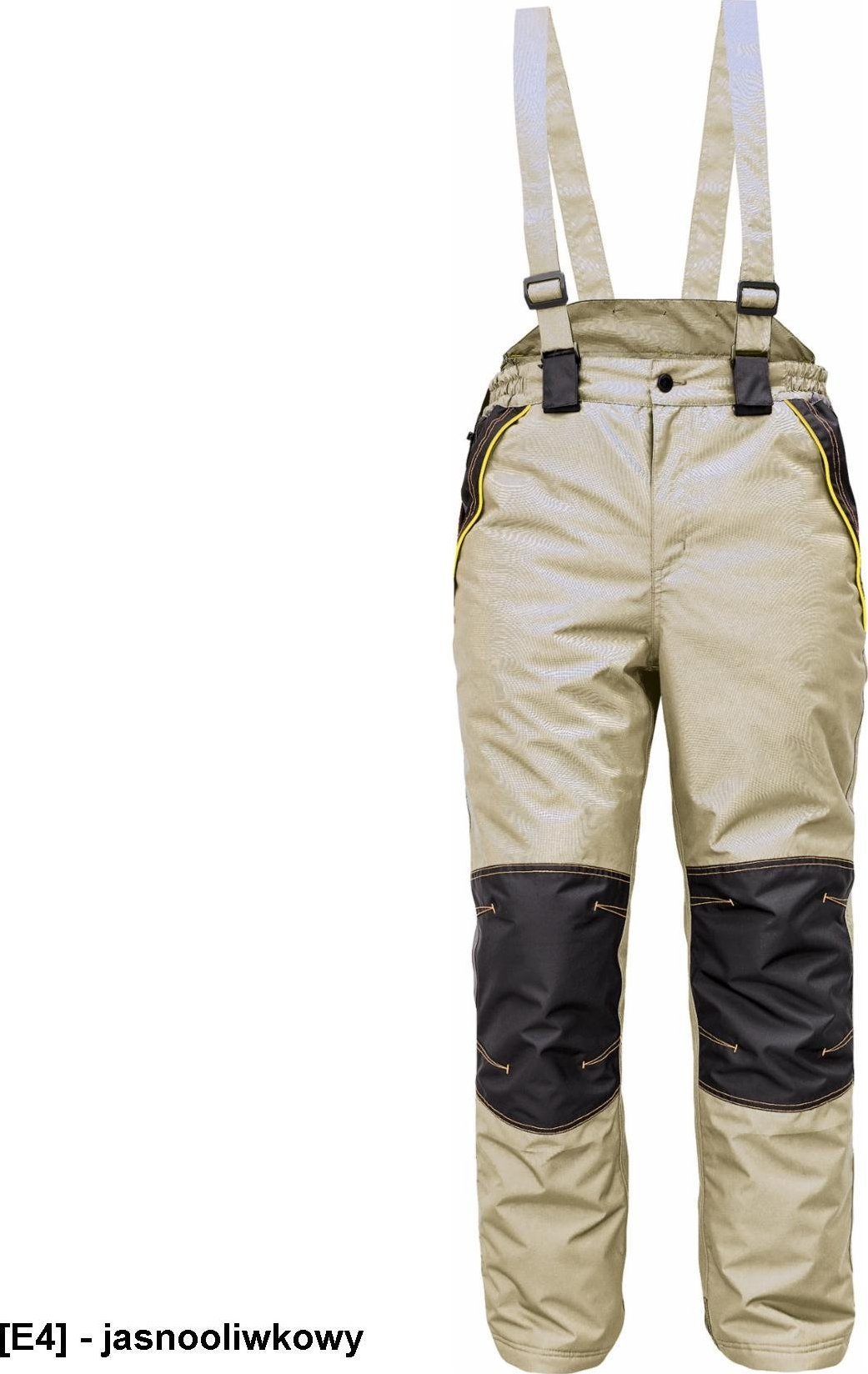 CERVA CREMORNE spodnie zimowe - męskie zimowe spodnie z odpinanymi szelkami, 100% poliester - jasnooliwkowy S