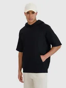 Bluzy męskie - 4F Bluza dresowa z krótkim rękawem z kapturem męska - czarna L - miniaturka - grafika 1