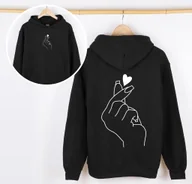 Bluzy dla dziewczynek - CZARNA Bluza z kapturem dla dziewczynki - miniaturka - grafika 1