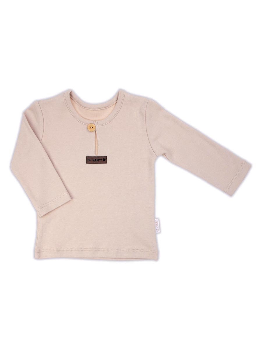 Chłopięca bluzka bawełniana na długi rękaw beżowa Nicol,r.68