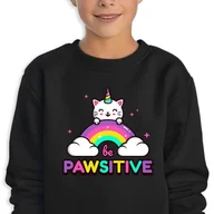 Bluzy dla dziewczynek - Bluza Dziecięca Czarna Be Pawsitive Mix Wiele Wzorów -140 Cm (9-11) - miniaturka - grafika 1
