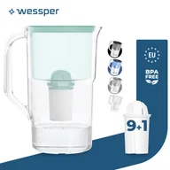 Dzbanki i imbryki - Wessper dzbanek filtrujący do wody 2,5 l Kompatybilny z Brita Classic, system filtracji wody redukujący kamień, chlor + 10x miętowy filtr do wody - miniaturka - grafika 1