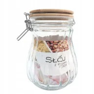 Pojemniki kuchenne - Słoik słój SZKLANY z klipsem 0,8 L / POJEMNIK SZKLANY Z DREWNIANĄ POKRYWĄ - miniaturka - grafika 1
