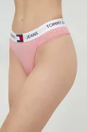 Majtki damskie - Tommy Jeans stringi kolor różowy z koronki - miniaturka - grafika 1
