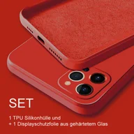 Etui i futerały do telefonów - Etui ochronne SOONTEC (czerwone) do Apple IPhone 13, ochronne etui TPU + 1 osłona ekranu ze szkła pancernego, PEŁNA OSŁONA SZKŁA - miniaturka - grafika 1