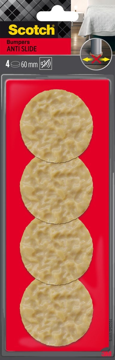PODKŁADKI ANTYPOŚLIZGOWE, SCOTCH, OKRĄGŁE, 60MM, BEŻOWE, 4SZT