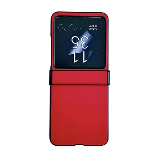 Trzystopniowe etui na telefon z teksturą skóry w jednolitym kolorze do Motorola Razr 40 Ultra Czerwony - Etui i futerały do telefonów - miniaturka - grafika 1