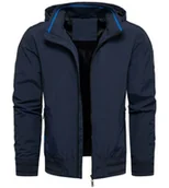 Kurtki męskie - Kurtka męska wiatrówka z stójką granatowa Recea - miniaturka - grafika 1