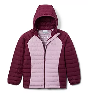 Kurtki i płaszcze dla dziewczynek - Columbia Młodzieżowa kurtka z kapturem Powder Lite, Marionberry, Aura, XL - grafika 1