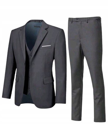 SHEIN GARNITUR MĘSKI SZARY Z KAMIZELKĄ ELEGANCKI L 1_B