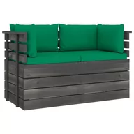 Sofy ogrodowe - vidaXL Ogrodowa sofa 2-osobowa z palet, z poduszkami, drewno sosnowe - miniaturka - grafika 1