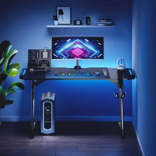 ULTRADESK Biurko dla gracza SPACE XXL V2 BLACK, 144x70 cm, 75 cm, Podświetlenie LED RGB z panelem dotykowym, z podkładką pod mysz - Biurka - miniaturka - grafika 11