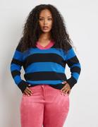 Swetry damskie - SAMOON Sweter w blokowe pasy Niebieski 42/M - miniaturka - grafika 1