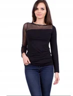 Bluzki damskie - BLUZKA DAMSKA CZARNA PLUS SIZE POGRZEB ZALOBA OKAZJA - miniaturka - grafika 1