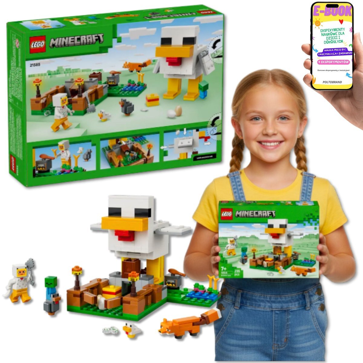 LEGO Minecraft Farma kurczaków • kurnik • figurki 21585 Lego prezent 7+ Dla Chłopca Dziewczynki + EBOOK