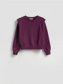 Bluzy damskie - Reserved - Bluza z poduszkami na ramionach - ciemnofioletowy - miniaturka - grafika 1