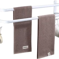 Wieszaki łazienkowe - Wieszak na ręczniki łazienkowe, biały, z 2 haczykami, aluminiowy wieszak na ręczniki, 2 poziomy 50 cm - miniaturka - grafika 1