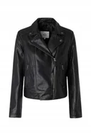 Kurtki damskie - PEPE JEANS KURTKA DAMSKA CZARNA SKÓRZNA XS 1Z0 - miniaturka - grafika 1