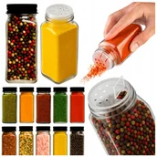 Pojemniki kuchenne - 12x SZKLANE POJEMNIKI na PRZYPRAWY SŁOICZKI 120 ML PROSTOKĄTNE z SITKIEM - miniaturka - grafika 1