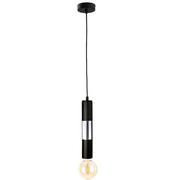 Lampy sufitowe - KET LAMPA wisząca KET1269 metalowa OPRAWA tuba zwis czarny srebrny KET1269 - miniaturka - grafika 1