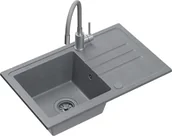 Zlewozmywaki - Zestaw QUADRON BEN 111 szary (SILVER STONE) + MAGGIE inox/szary + SYFON z ZAŚLEPKĄ szary - miniaturka - grafika 1