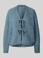 Swetry damskie - Kurtka z dzianiny z wiązaniem - miniaturka - grafika 1