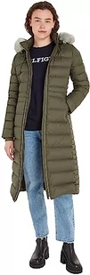 Tommy Hilfiger Damskie puchowe płaszcze Tyra Down Maxi z futrzanym puchem, Zielony wojskowy, XXS - Płaszcze damskie - miniaturka - grafika 1