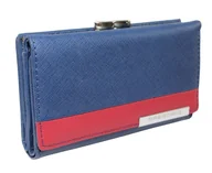 Portfele - Portfel Damski Skórzany GREGORIO 14 cm Klamra i Klapka Skóra Naturalna FRZ-108 NIEBIESKI Z CZERWONYM 14 x 9 x 3,5 [cm] - miniaturka - grafika 1