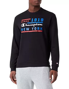 Champion Męska bluza z grafiką Legacy Authentic Powerblend Terry z okrągłym dekoltem, czarna, XS - Bluzy męskie - miniaturka - grafika 1