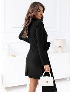 Sukienka z szarfą i różami MELANIE - czarna - Sukienki Sukienka z szarfą i różami MELANIE - czarna - Sukienki - miniaturka - grafika 1