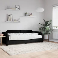 Sofy i kanapy - vidaXL Sofa z materacem, czarna, 90x190 cm, tkanina - miniaturka - grafika 1