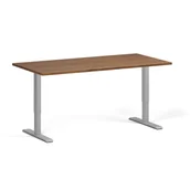 Biurka - Stół z regulacją wysokości, 2 silniki, 745 - 1215 mm, blat 1600 x 800 mm, podstawa szara, orzech - miniaturka - grafika 1