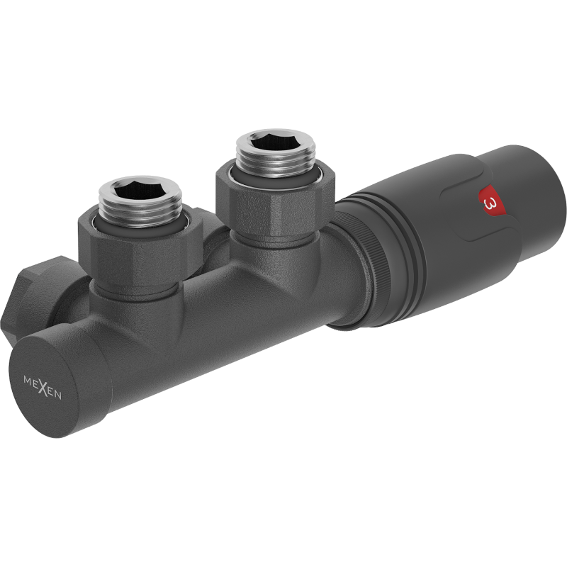 Mexen G00 zestaw termostatyczny kątowy, Duplex, DN50, antracyt - W907-900-66