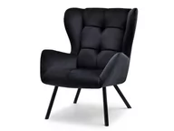 Fotele - Designerski Fotel Wypoczynkowy Z Wysokim Oparciem Kikori Czarny - miniaturka - grafika 1