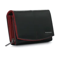 Portfele - Damski portfel antykradzieżowy - czarno-czerwony - miniaturka - grafika 1