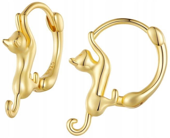 Złote Kolczyki dla Dziewczynki Srebro 925 Kotki