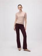 Spodnie damskie - Reserved - Spodnie flare z wiskozą - burgundowy - miniaturka - grafika 1