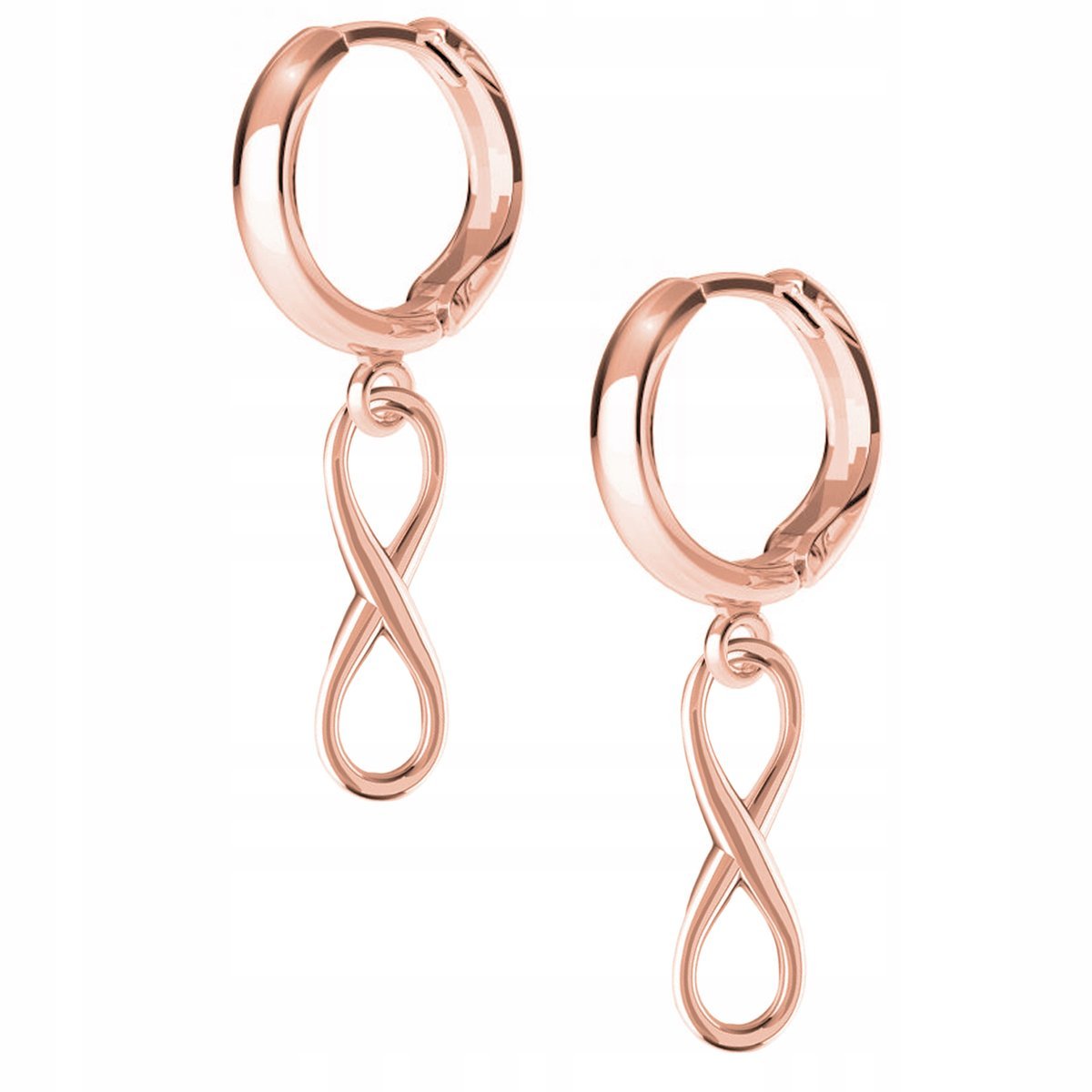 Kolczyki Nieskończoność różowe złoto 925