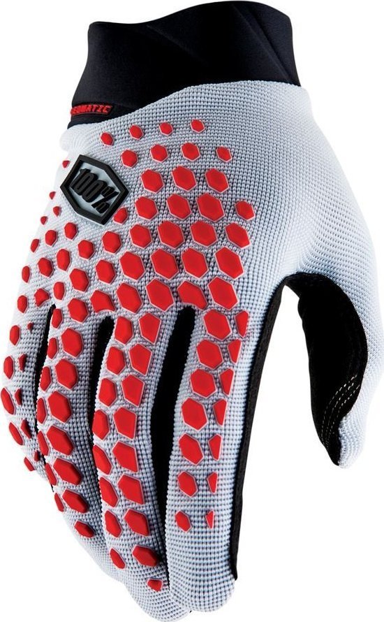 100% Rękawiczki 100% GEOMATIC Gloves Grey/Racer Red - M długość dłoni 187-193 mm NEW 2022