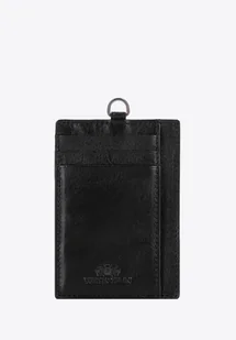 Etui na karty ze skóry naturalnej na pasku czarne - Etui na dokumenty i karty - miniaturka - grafika 1