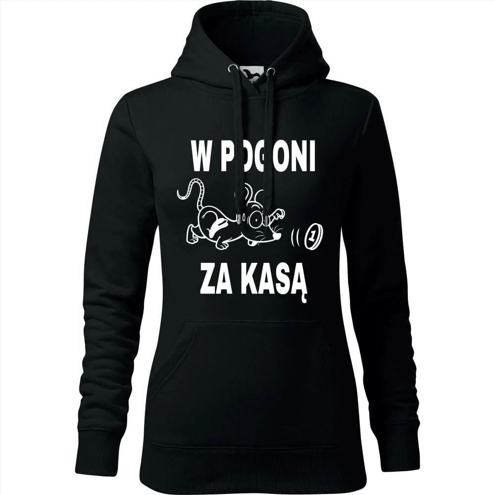 Damska Bluza Z Kapturem - W Pogoni Za Kasą Czarny M