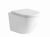 Miski WC - Tornado Miska WC wisząca wirowa bezkołnierzowa z deską wolnoopadającą z duroplastu - miniaturka - grafika 1