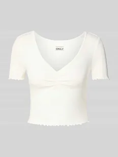 Top krótki o kroju regular fit z mieszanki bawełny i elastanu model ‘BETTY’ - Koszulki i topy damskie - miniaturka - grafika 1